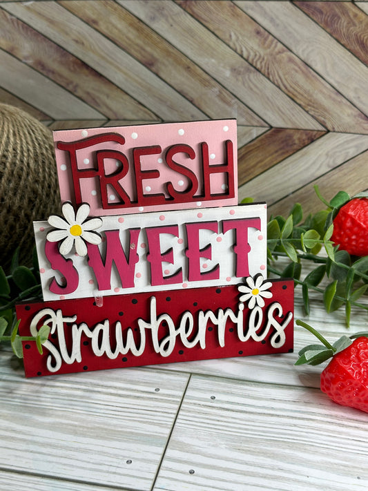 🍓Fresh Sweet Strawberries Word Block